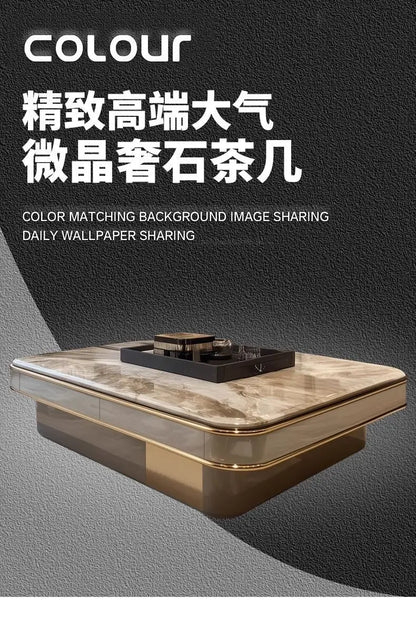 Light luxury microcrystalline stone modern large apartment flat floor living room coffee table marble home high-end