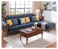 American first-layer leather sofa combination simple household solid wood corner villa L-shaped sofa