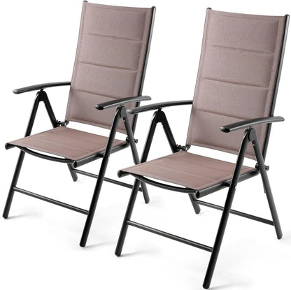 Aluminum Foldable Garden Chair, Lounge Backrest 7 Adjustable Settings, with Armrests, Weatherproof Outdoor Chairs Black,Gray