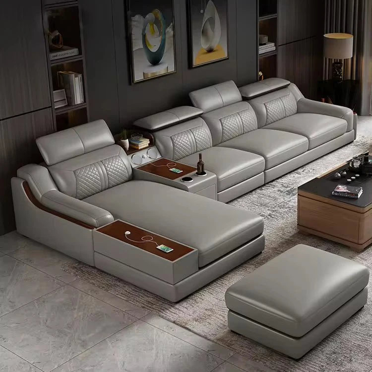 #For New Design Modern Simple Living Room Luxury Leather Sofa Set Hotel Apartment Multi-functional Corner Sofa Combination*