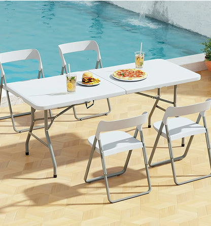 Portable Folding Dining Table Rectangular Long Lightweight Easy Assembly Outdoor Indoor Market Stall Study Desk Furniture