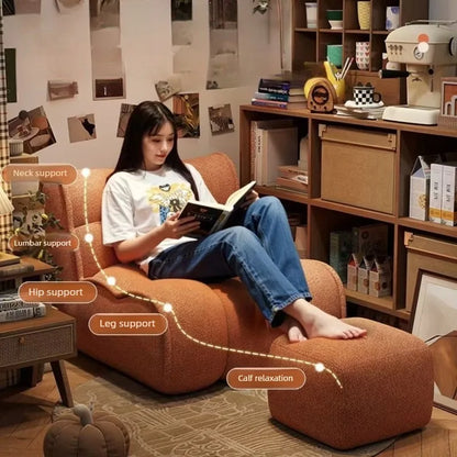 Lazy Sofa Single Leisure Sofa Chair Reclining Sleeping Balcony Bedroom Single Tatami Living Room Sofas with Footstool Furniture