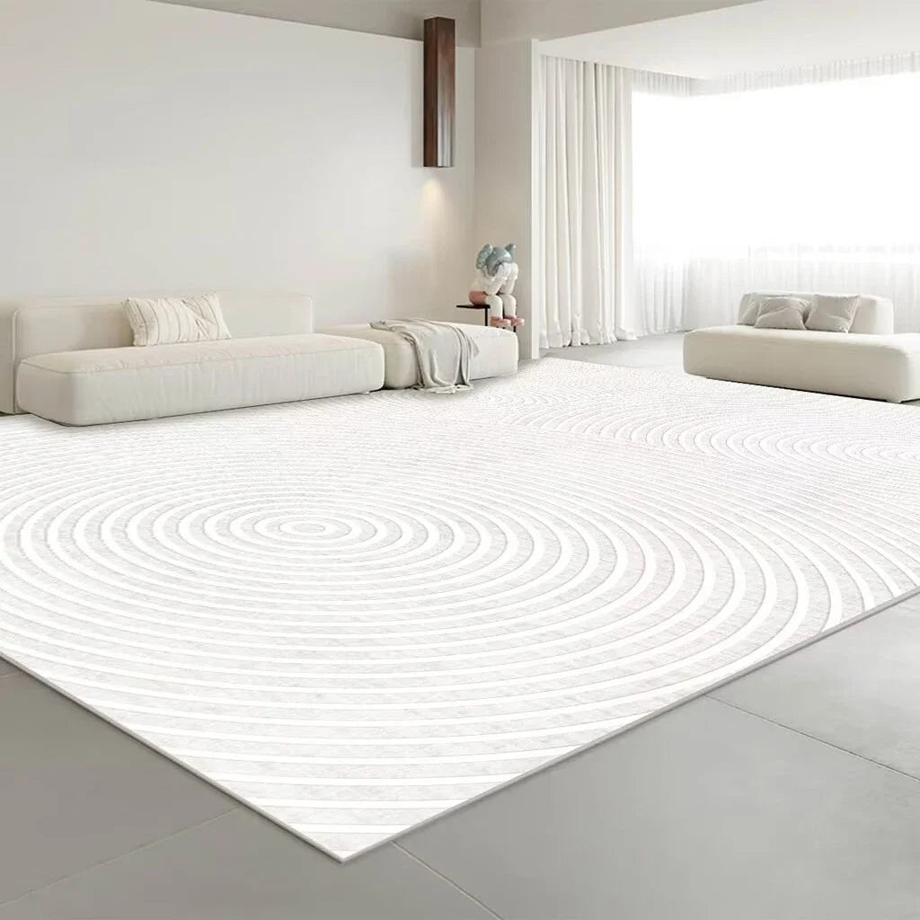 Modern White Minimalism Large Living Room Carpet Light Luxury Beige Decoration Bedroom Carpet Soft Lounge Rug Washable Floor Mat