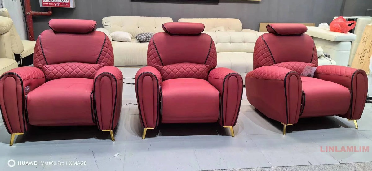 Luxury Electric Recliner Theater Seating Sofa – Modern Home Theater Chairs with LED Lighting, USB, Massage, Cooling Cup Holder