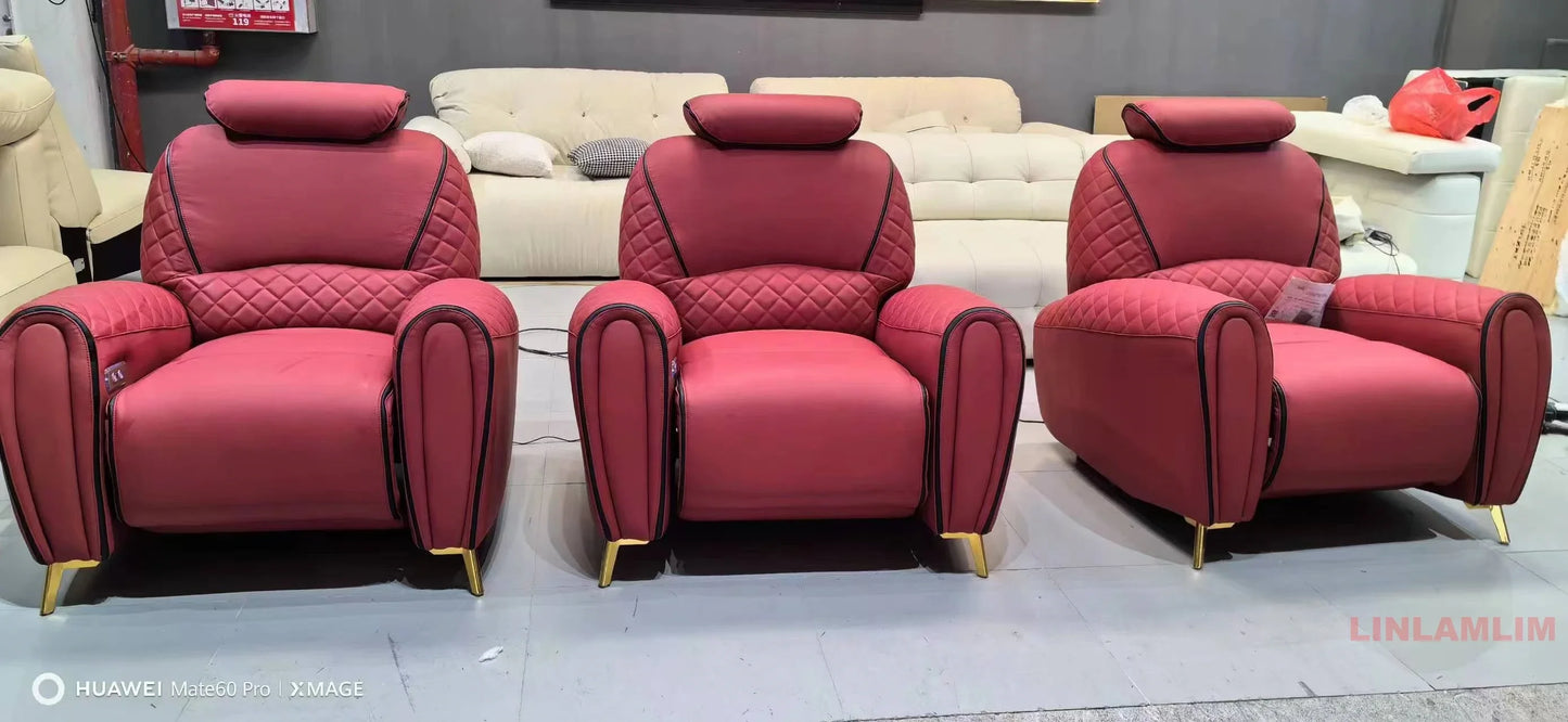Luxury Electric Recliner Theater Seating Sofa – Modern Home Theater Chairs with LED Lighting, USB, Massage, Cooling Cup Holder
