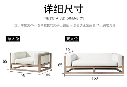 Nordic outdoor double sofa high-end teak villa hotel courtyard garden