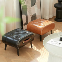 A square leather stool, living room stool, sofa footstool, home decoration, light luxury American, Italian, home decoration