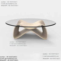 Contemporary Coffee Table, 42.5 x 28.5 x 16.1 with Tempered Glass, Natural Wood Finish for Living Room