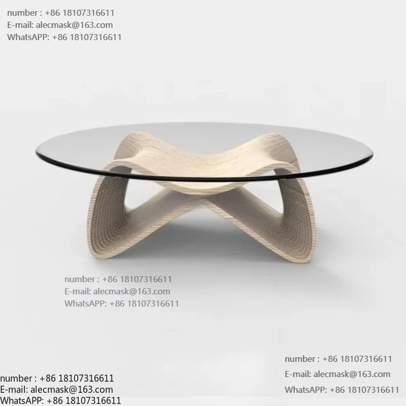 Contemporary Coffee Table, 42.5 x 28.5 x 16.1 with Tempered Glass, Natural Wood Finish for Living Room