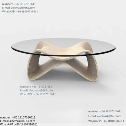 Contemporary Coffee Table, 42.5 x 28.5 x 16.1 with Tempered Glass, Natural Wood Finish for Living Room