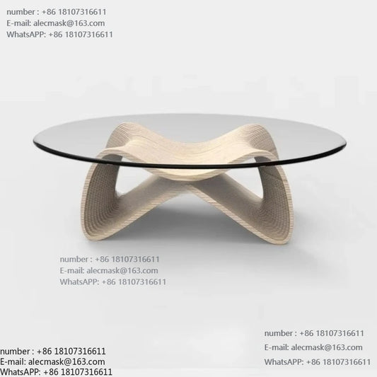 Contemporary Coffee Table, 42.5 x 28.5 x 16.1 with Tempered Glass, Natural Wood Finish for Living Room