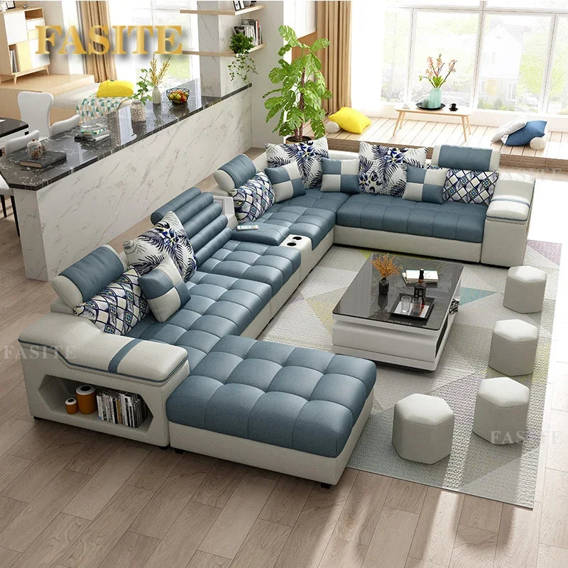 Removable and Washable Latex Free Wash Technology Fabric Sofa Combination Simple Living Room, Living Room Furniture