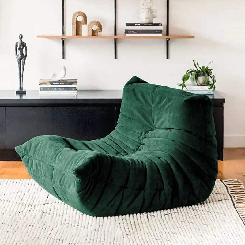 Single sofa living room bedroom lazy fabric leather leisure chair small apartment cream wind