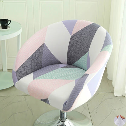 Universal Curved Chair Cover Short Back Printed Arc Armchair Covers Dining Chair Covers Home Spandex Elastic Dustproof Cover