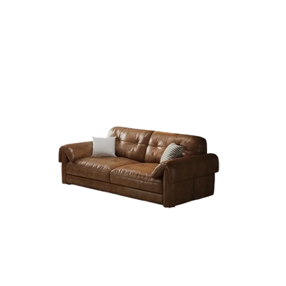 Minimalist Brown Sleep Sofa Faux Leather Designer Loveseat Lazy Sofa Couch Cloud Divano Da Soggiorno Living Room Furniture