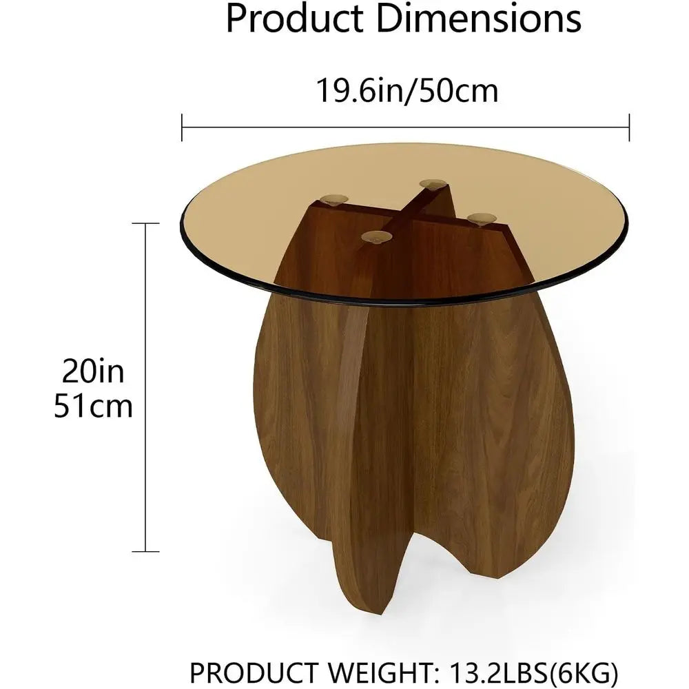 Table d'appoint ronde contemporaine, assemblage facile, finition brun coquille pour les espaces de vie et les balcons