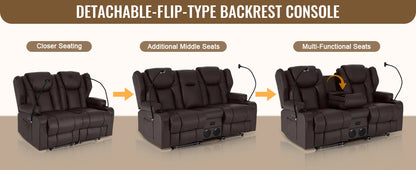 Redlife Loveseat Electric Recliner Sofa for Seniors, Massage & Heat,Dual Motor,350LBS Capacity,Cat-Claw Leather,For Living Room
