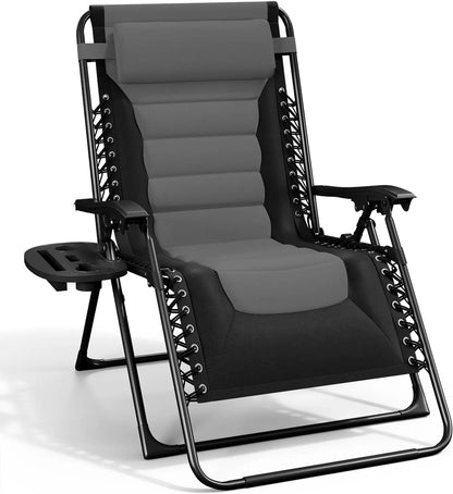 Outdoor Padded Zero Gravity Chair, Patio Lounge Chair Outdoor Recliner, Oversized Anti Gravity Lounger with Adjustable Headrest