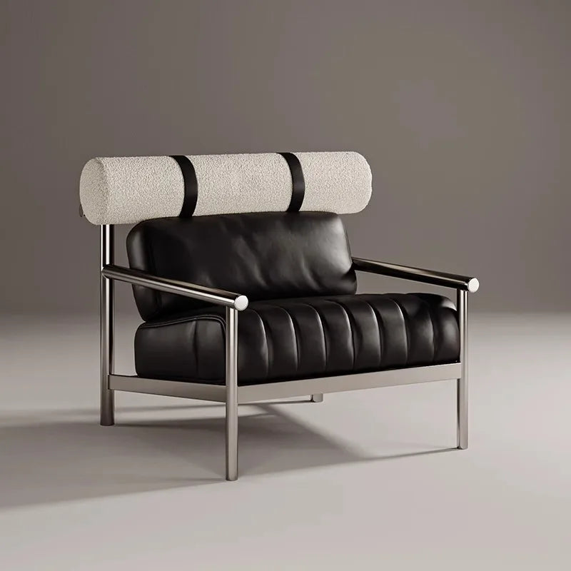 Single chair, living room, simple sofa chair, vintage creative stainless steel lounge chair, reception room
