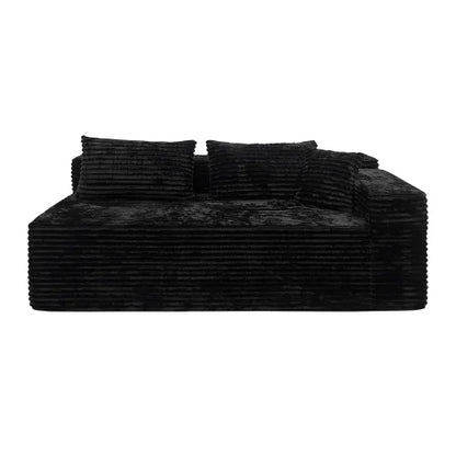 No-Assembly Reversible Sectional Sofa - Plush Corduroy Fabric, Cloud-Like Chaise Lounge, Timeless Sleek Design
