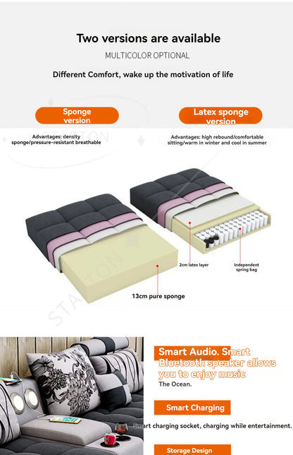 Sectional Couches for Living Room with Smart Bluetooth Speaker Charging Sectional Sofa Set with Chaise L-Shape Sectional Couch