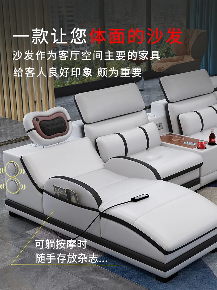 New Fashion L Shape Smart Massage Couch Living Room Furniture Leather Sofas