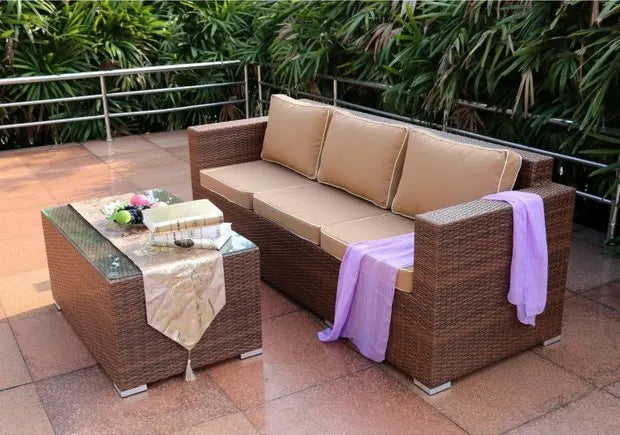 Outdoor Open-air Garden Sofas Hotel Backrest Modern Leisure Garden Sofas Balcony Pe Rattan Furniture Sofá Do Jardim MHHYSF