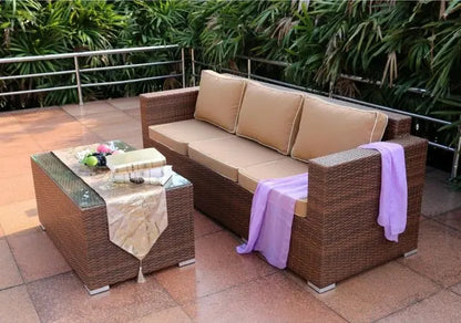 Outdoor Open-air Garden Sofas Hotel Backrest Modern Leisure Garden Sofas Balcony Pe Rattan Furniture Sofá Do Jardim MHHYSF
