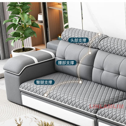 MANBAS Modern U-Shaped Fabric Sectional Sofa with Storage, Adjustable Headrests & USB Charging - Comfortable Quilted Upholstery
