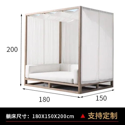 Nordic outdoor double sofa high-end teak villa hotel courtyard garden