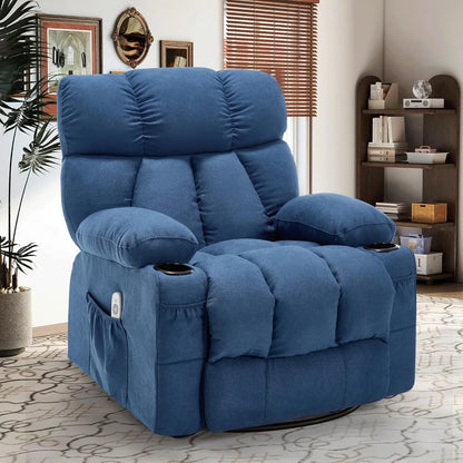 "Oversized Massage Recliner - Vibration/Heat Rocker with Side Pocket & USB Port, Ergonomic Nursery Chair for Living Room"