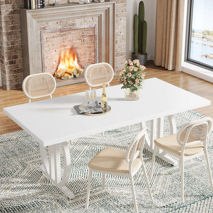 Tribesigns Dining Table for 4-6 People, 63-Inch Large Dinner Table with Heavy Duty Metal Frame, Modern Industrial Kitchen Table