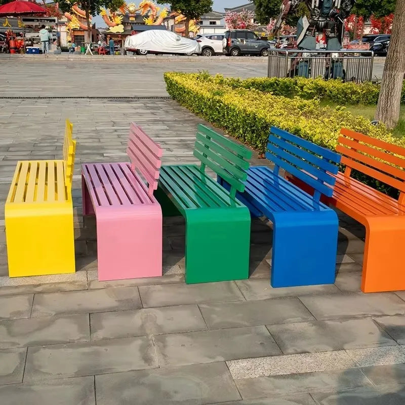 Banc extérieur moderne en acier inoxydable, siège de parc de jardin en métal robuste, banc de parc public Durable pour sièges de rue urbains