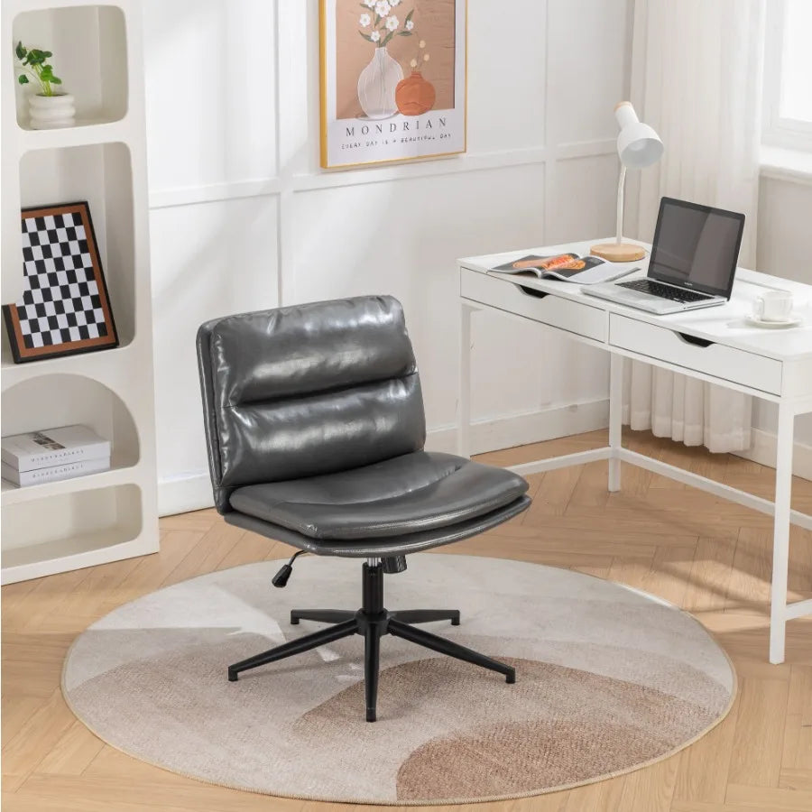 Bizerte Adjustable Swivel Criss-Cross Chair Wide Seat/ Office Chair/Vanity Chair Gray