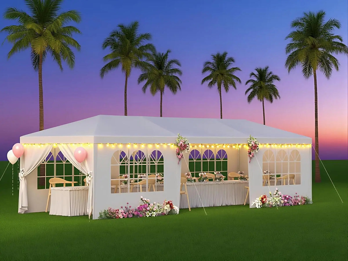 2026 10x30 Heavy Duty Party Tent with 8 Sidewalls Waterproof Outdoor Wedding Event Canopy White Backyard Garden, Custom