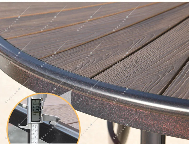 6 Chairs Aluminum Outdoor Furniture WPC Dining Table Chairs Patio Garden Sets