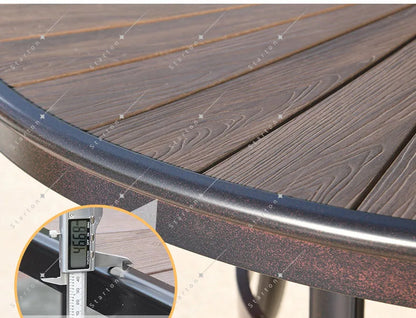 6 Chairs Aluminum Outdoor Furniture WPC Dining Table Chairs Patio Garden Sets