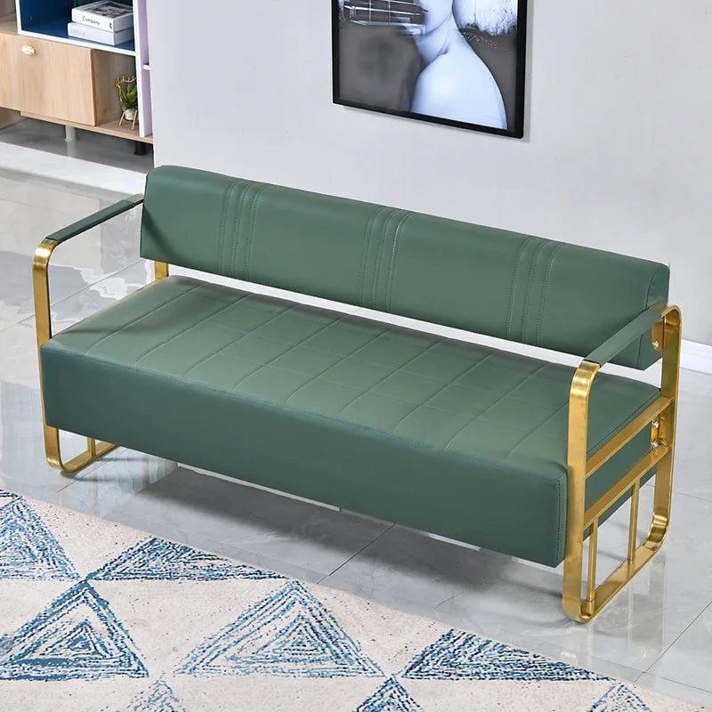 Barbershop Hairdresser Waiting Chair Beauty Clothing Shop Lounge Area Stainless Steel Gold-Plated Sofa Waiting Area Bench Chair