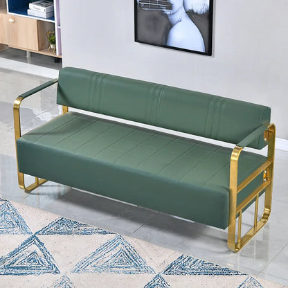 Barbershop Hairdresser Waiting Chair Beauty Clothing Shop Lounge Area Stainless Steel Gold-Plated Sofa Waiting Area Bench Chair
