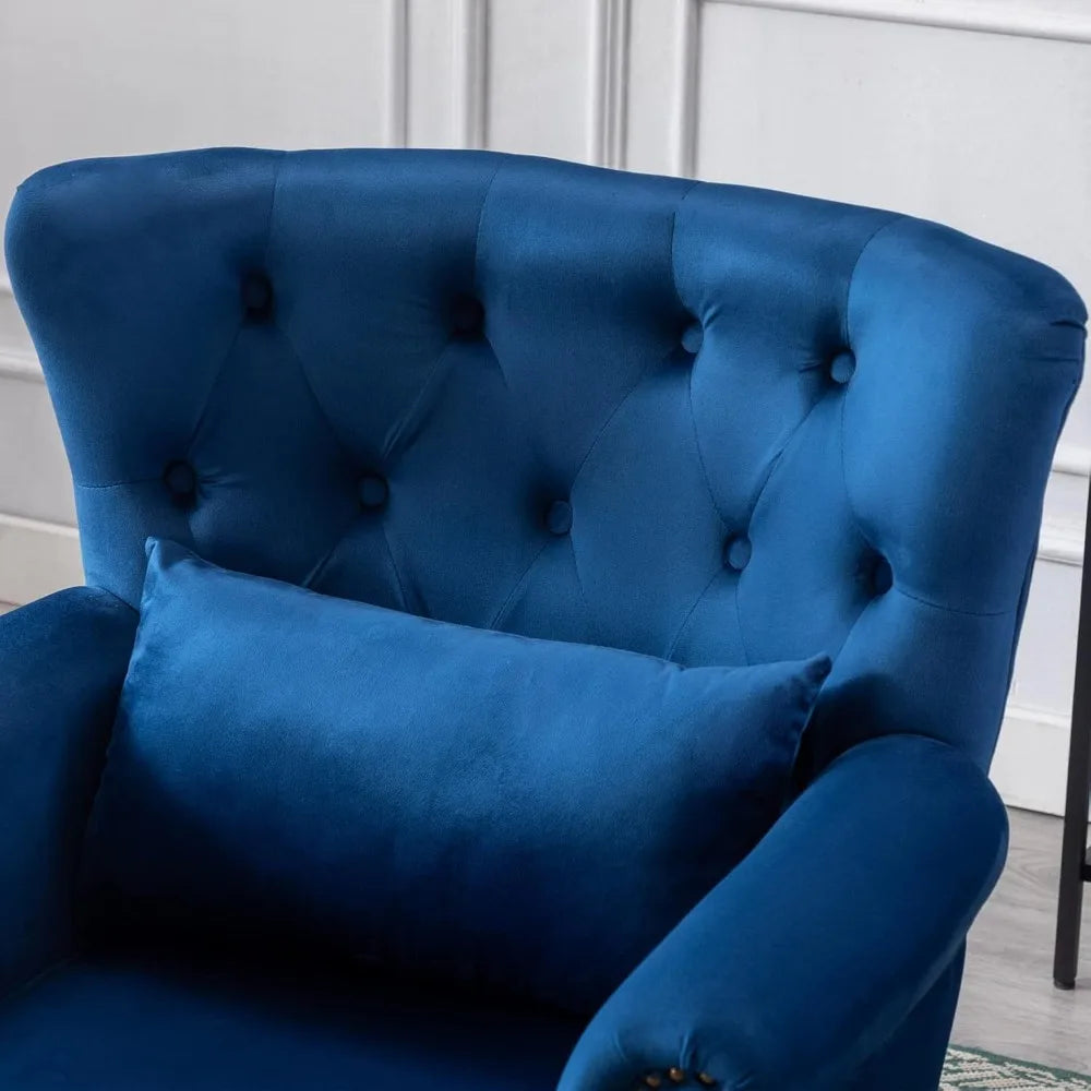 mid-century modern accent chair comfy tufted single sofa chair wingback armchair with pillow for club, living room, bedroom - v