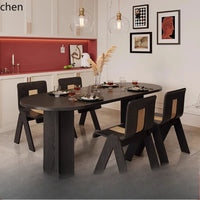 HTT oval dining table and chairs retro living room modern light luxury dining room rock slab home accessories