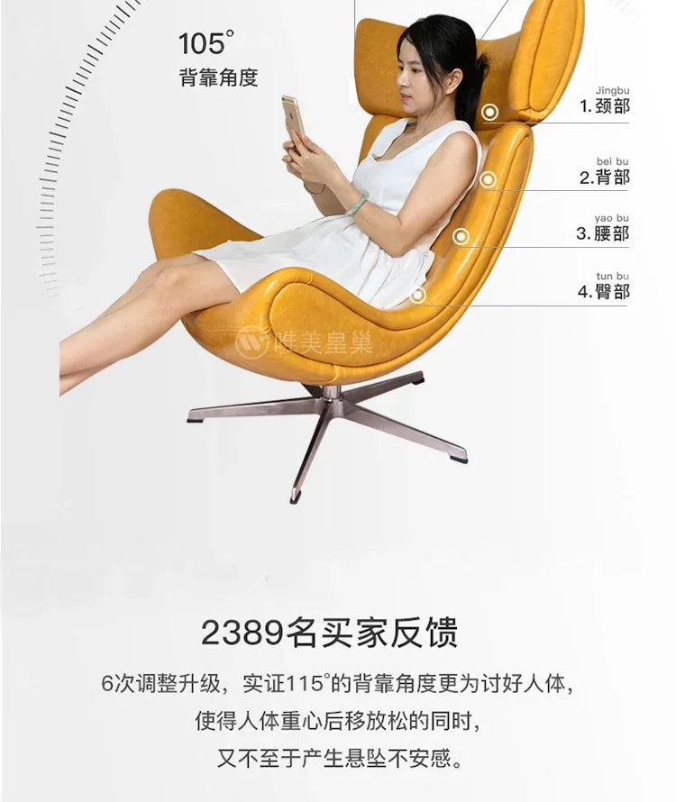 Comfortable Ergonomic Living Room Chairs Modern Leather Nordic Sofa Chairs Designer Recliner Portable Fauteuil Salon Furniture