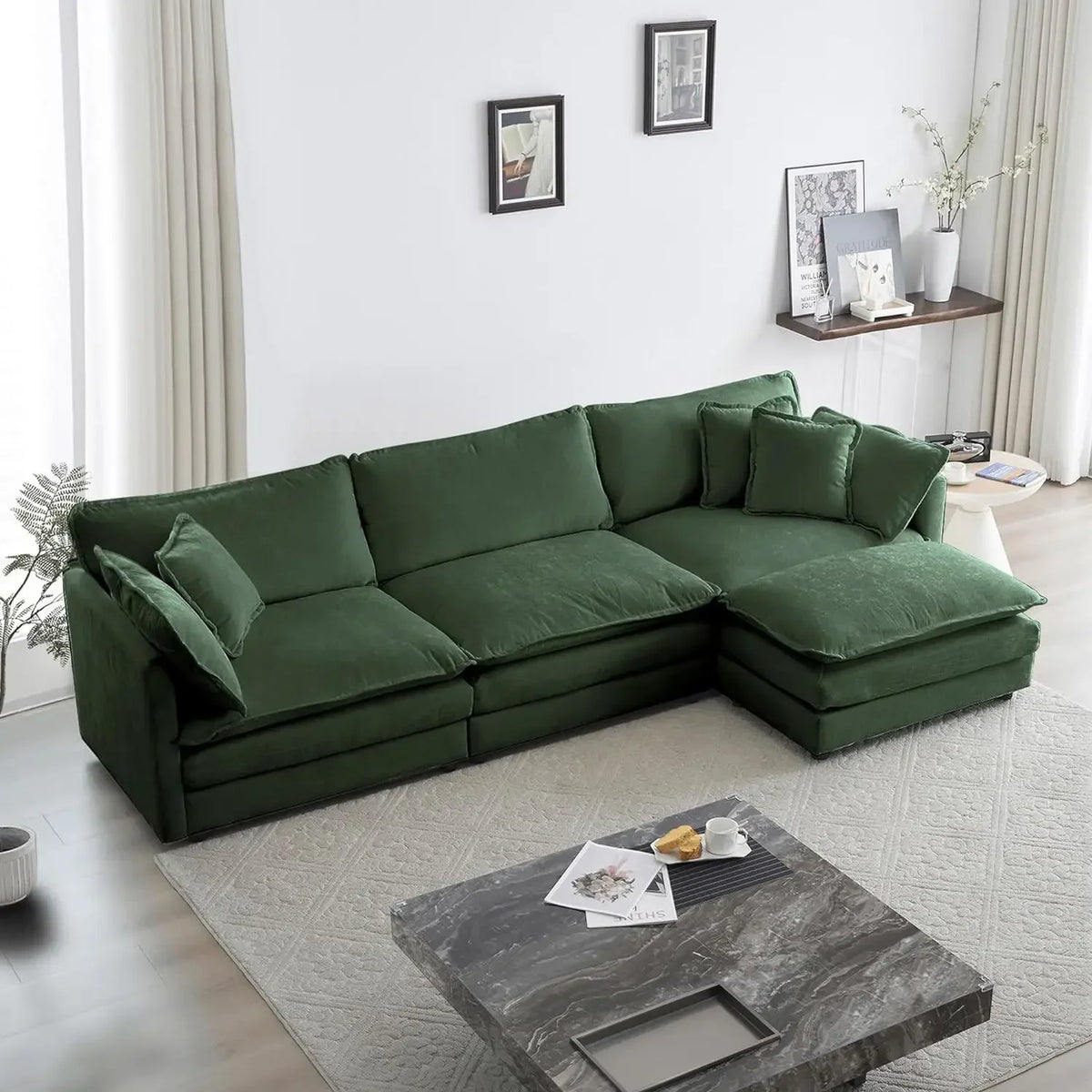 #For Modular Sectional Sofa, Convertible Modern L Shaped Sofa Chenille Cloud Couches Set with Ottoman for Living Room&