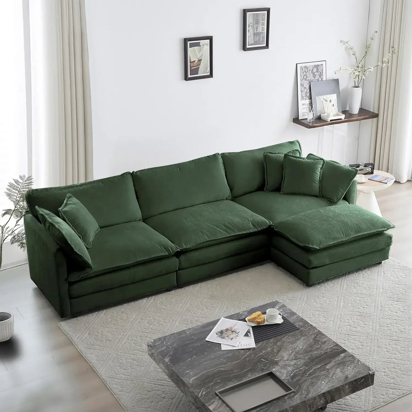 #For Modular Sectional Sofa, Convertible Modern L Shaped Sofa Chenille Cloud Couches Set with Ottoman for Living Room&
