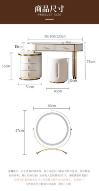 Light Mirror Vanity Table White Minimalist Drawers Storage Dressing Table Desk Makeup Mesa De Maquillaje Bedroom Furniture