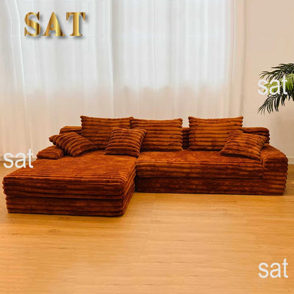 Thick Striped Corduroy Fabric Modern Modular Sectional Sofa Couch Set for Home Living Room Apartment Hotel