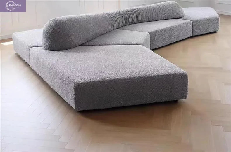 Fabric Sofa Combination Villa Large Apartment Sitting Italian Rock Irregular Special-shaped Large Flat Edta Double-sided