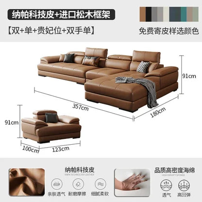 European Living Room Sofa Genuine Leather Sectional Corner Sofas Modular Luxury Sofa Sala De Estar De Luxo Modern Furniture