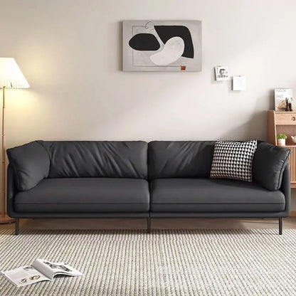 Retro oil wax leather living room sofa Modern simple small apartment sofa