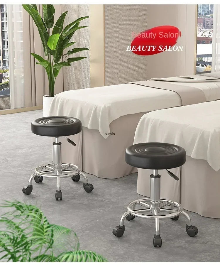 Beauty Stool,Hair Salon,Rotating Lift,Hair Salon Chair,Pulley,Nail Art, Hair Cutting, Round Stool, Exclusively for Beauty Salons